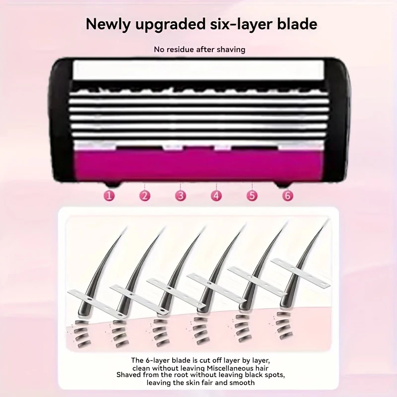 Women Bikini Manual Safety razor Hair Removal Shaving 6-Layer Stainless Steel Blade Replaceable Shaver Head 3