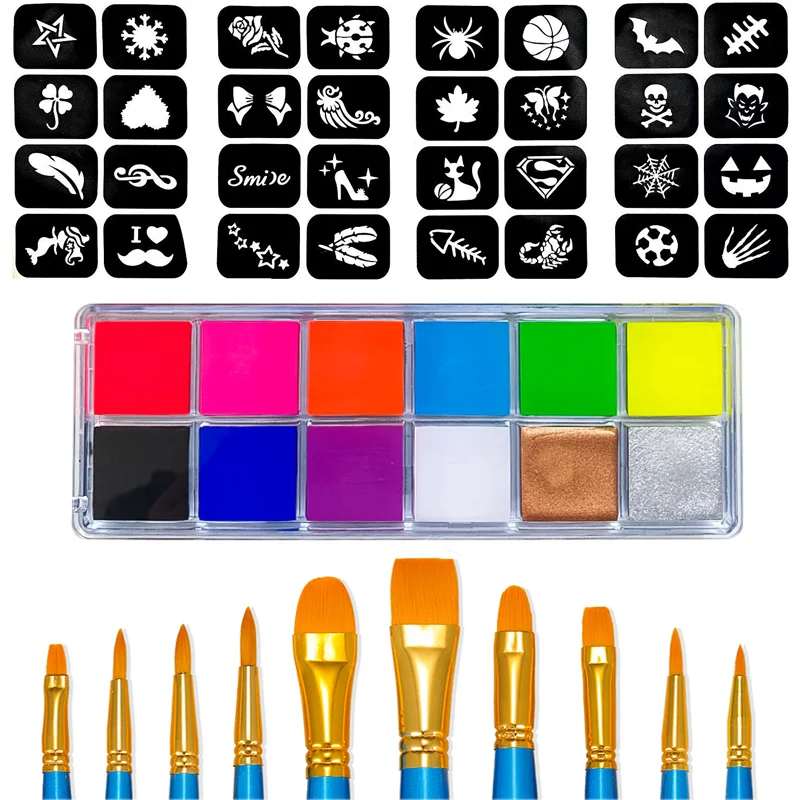 Blacklight UV Glow Paint 12 Colors Fluorescent Neon Oil Face Body Paint Palette Loose Powder Party Cosplay Makeup Cosmetics 2
