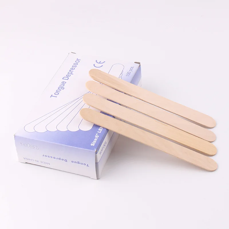 100 pcs/box Disposable Wood Tongue Depressor Spatula Waxing Stick Waxing Hair Removal Wax Wooden Sticks Woman Skin Care Stirrer 3