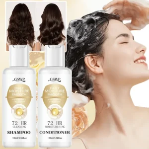 GSWP 72-Hour Moisturising Shampoo and Conditioner Set, enriched with keratin for deep hydration, Ideal as a gift. 100ml + 100ml 1