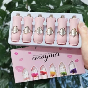 make up 6pcs Lipstick Set Flower Jelly Crystal Clear Long Lasting Lips Color Change Pink lip gloss Cosmetics 1