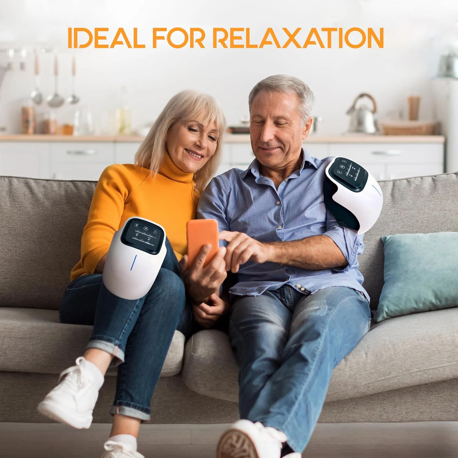 Cordless Knee Massager with Heat,Relax Knee Massage Helps Joint Stiff and Discomfort,3 Levels Heat & Vibration 10 Min Auto Off 4