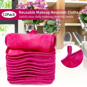 12Pcs Makeup Remover Pads Reusable Facial Pads Makeup Eraser Microfiber Facial Towel Face Cleaner Cleaning Wipes Skincare Beauty 1