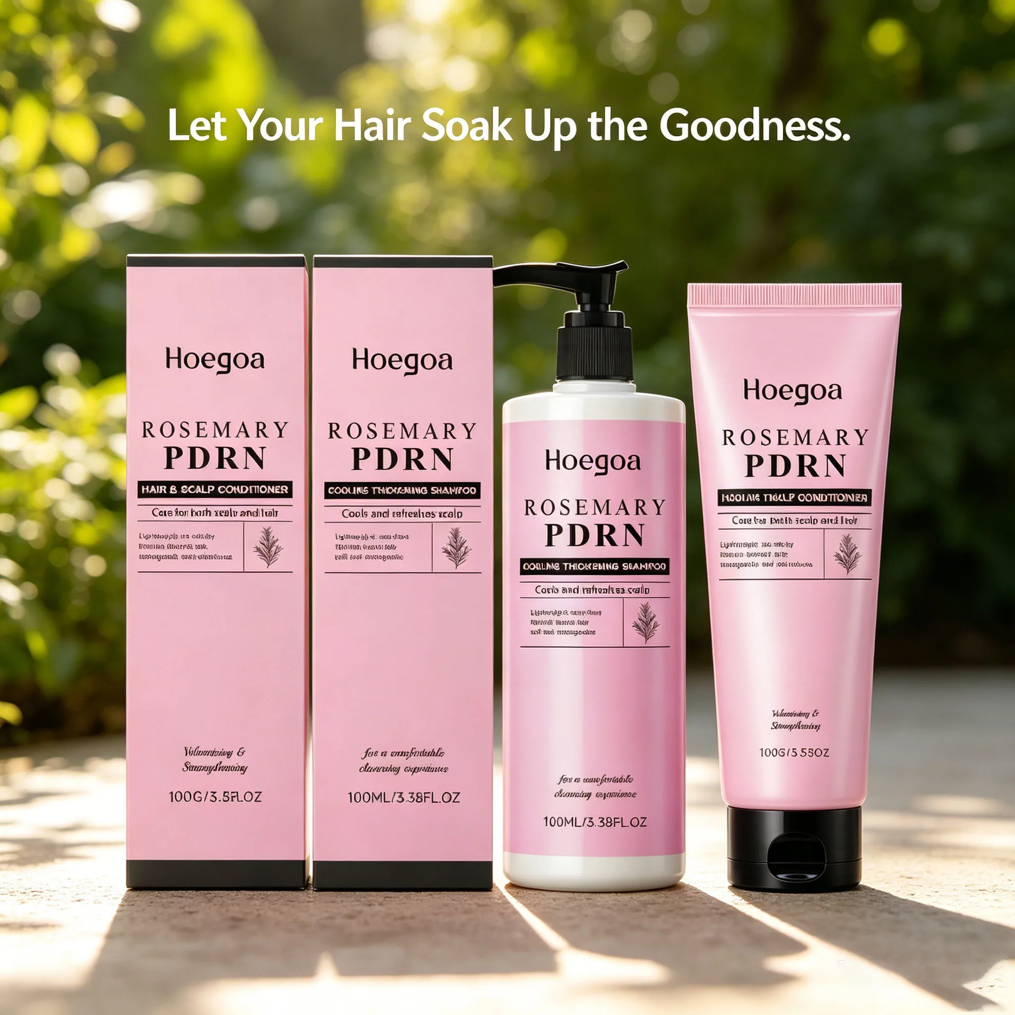 HOEGOA Rosemary Shampoo Conditioner Cleans Scalp Refreshing Oil Controlling Thickening Volumizing Hair Repairs Dry Hair Care Kit 2
