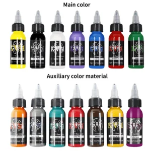 KVM 30ml/1oz 14-colors Tattoo Ink Pigment Body Art Tattoo Kits Professional Beauty Paints Makeup Tattoo Supplies Semi-permanent 1