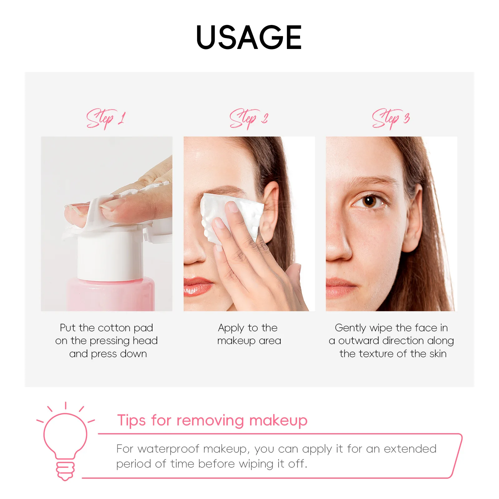 LAIKOU Portable Makeup Remover lashes Cleansing Liquid Water Lip Eye Gentle Care Make-Up Travel Skin Remover Face Skincare 100ml 6