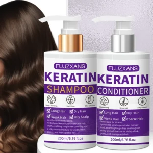 Keratin Shampoo and Conditioner Set, Professional Repairing & Smoothing Treatment for Dry Damaged Hair Anti-Frizz Hydrating Gift 1