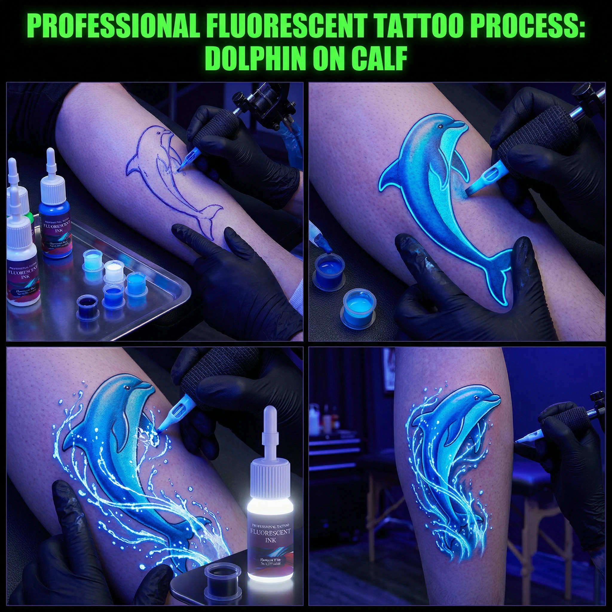 DM Fluorescent Tattoo Ink Set 8PCS 5ml Professional Tattoo Pigment Tattoo Painting Tattoo Supplies Professional Supply 5