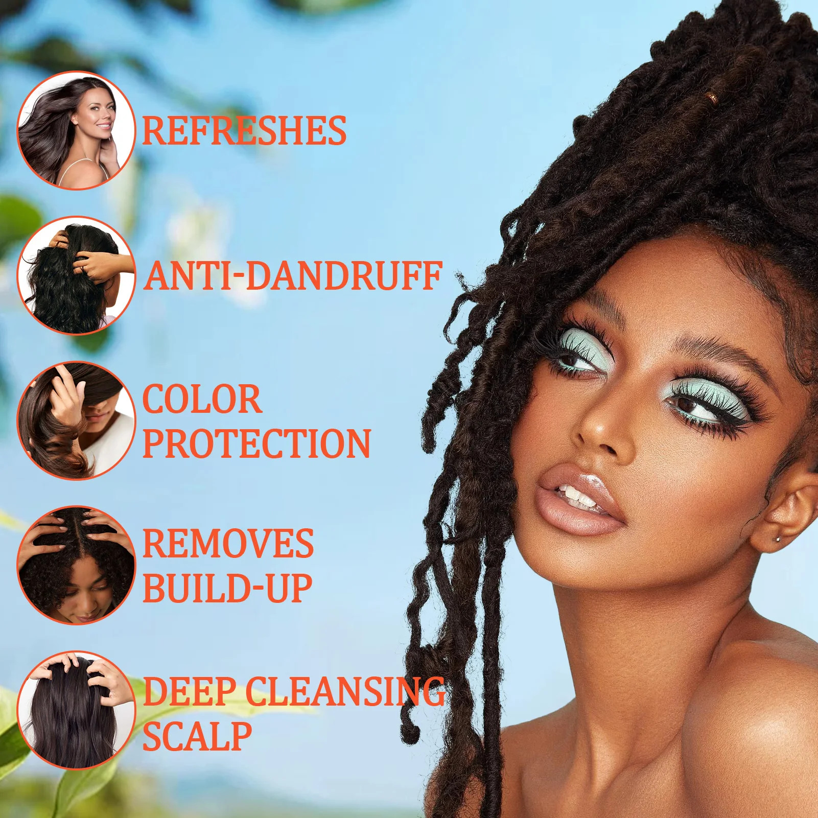 GOIPLE 2 in 1 Apple Cider Vinegar Shampoo Conditioner Refreshes Anti-Dandruff Hair Deep Clean Scalp for Locs Dreadlocks Twist 5