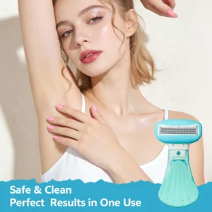 Women's Manual Razor, 1 Handle + 1 Pvc Storage Box + 1 5-Layer Stainless Steel Blade, Suitable for Facial Cleansing, Bikini, Underarm, and Private Area Shaving 1