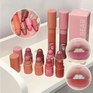 Gege Bear 4 in 1 Velvet Matte Crayon Lipstick Super Stay Makeup Pink Red Long Wear Waterpoof Non-Stick Cup Tiny Lip Stick 1