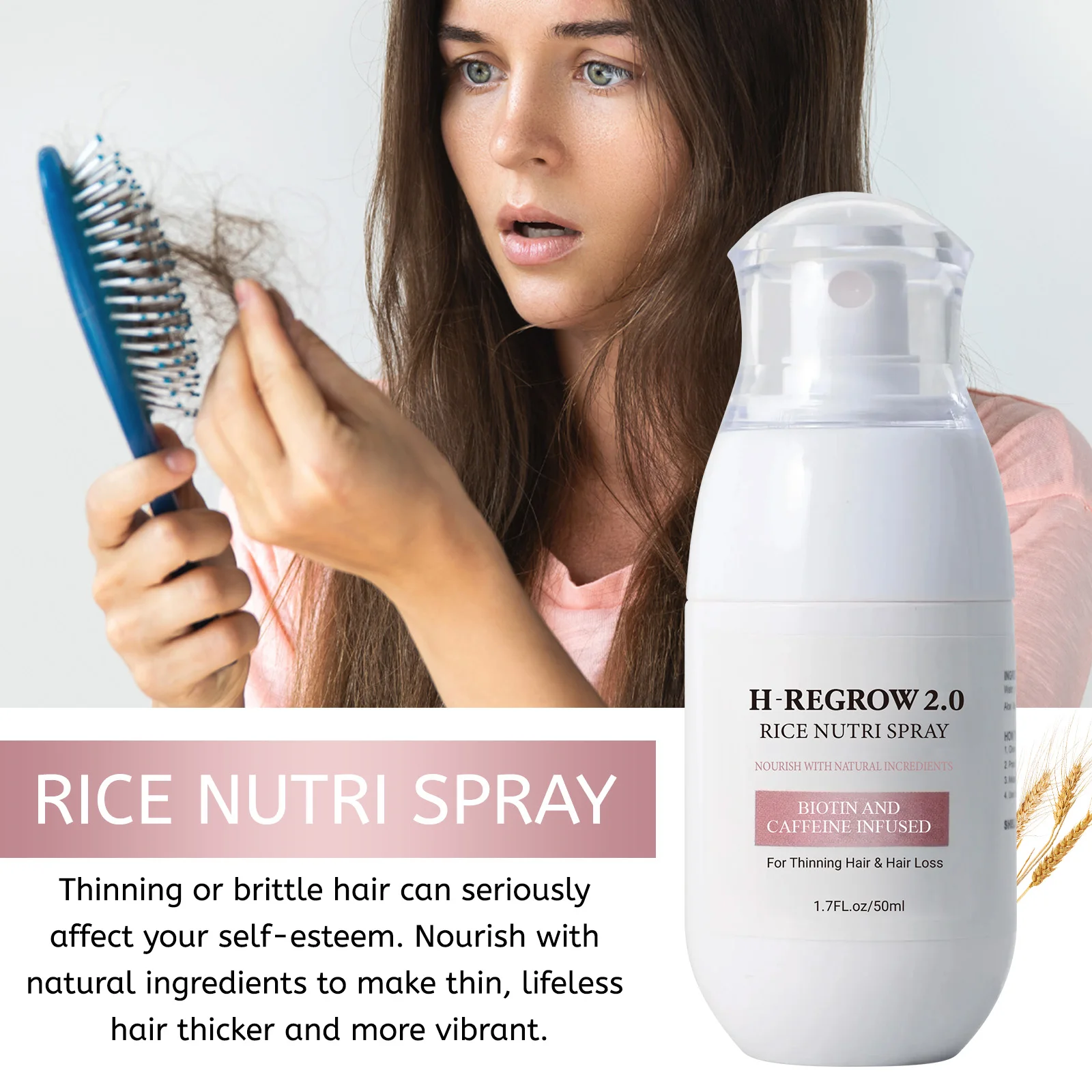 Fermented Rice Water for Hair Growth Hair Regrowth Essential Oil Scalp Treatment Hair Fall Control Serum Plant Dense Hair Spray 6