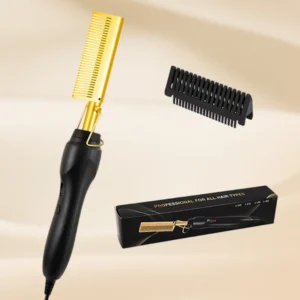 Portable hair straightening brush 2-in-1 hot comb electric hair straightening tool, hair straightening stick styling tool 1