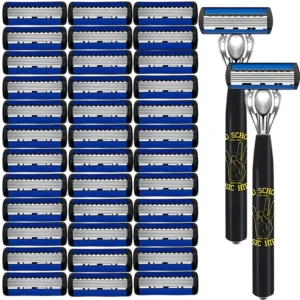 1 Handle + 18 Blades/ Men Women Manual Safety Razor 6-Layer Stainless Steel Hair Removal Shaving Replaceable Shaver Head 1