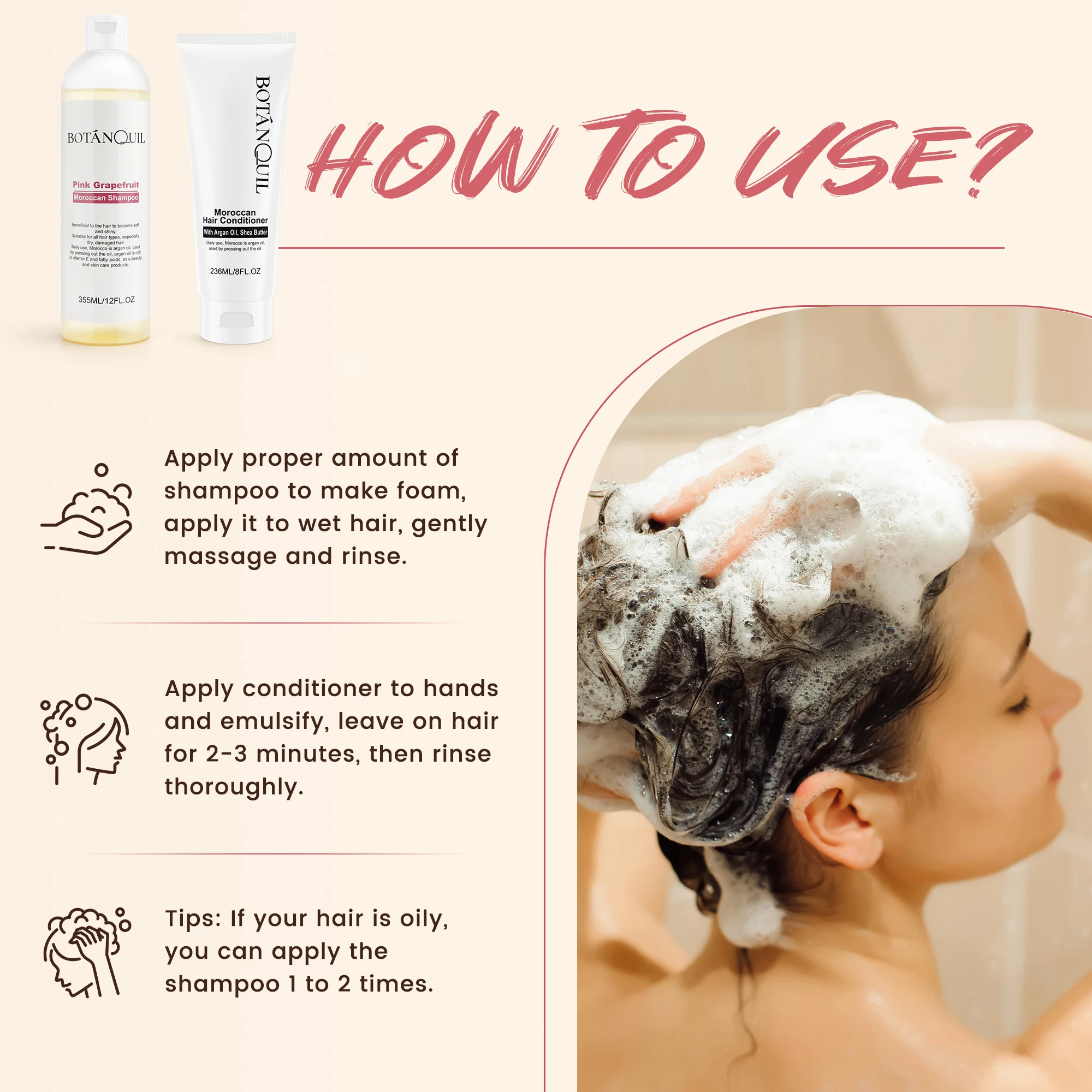 BOTÁNQUIL Shampoo Conditioner Set Suitable For All Hair Types Citrus Scents Cleansing Nourishing Moisturizing Treatment for Hair 6