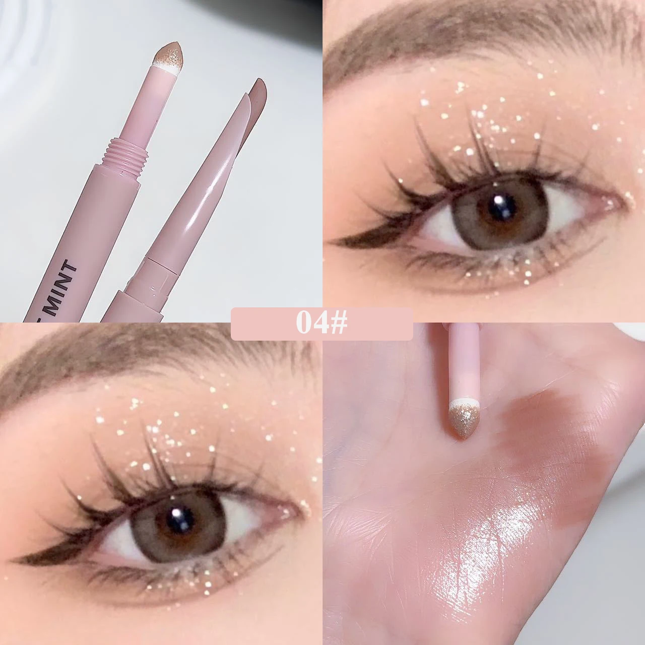 Sweetmint Meniscus Double-ended Silkworm Eyeliner Shadow Highlight Naturally Brightening Long-lasting Eye Makeup Two-in-One 4