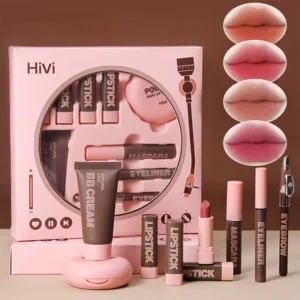 Women's Christmas makeup set, 9 lipsticks & powder press &BB cream & eyebrow pencil & mascara & eyeliner set,for women and girls 1