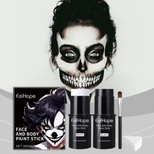 Black White Face Body Paint Kit Cover Foundation Clown Colorful Long Lasting Waterproof Halloween Festive Makeup Accessories Set 1