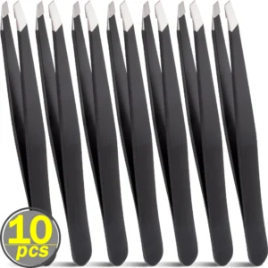 1/10pcs Black Precision Eyebrow Tweezers Stainless Steel Eye Brow Tools Professional Facial Hair Removal Shaping Makeup Tool Kit 1