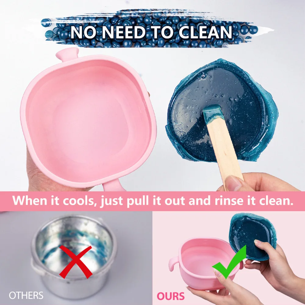 JUSTLANG Folding Wax Warmer Hair Removal Wax Dipping Pot Hair Removal Cream Soft Silicone Small Portable Lose Hair Or Feathers 3