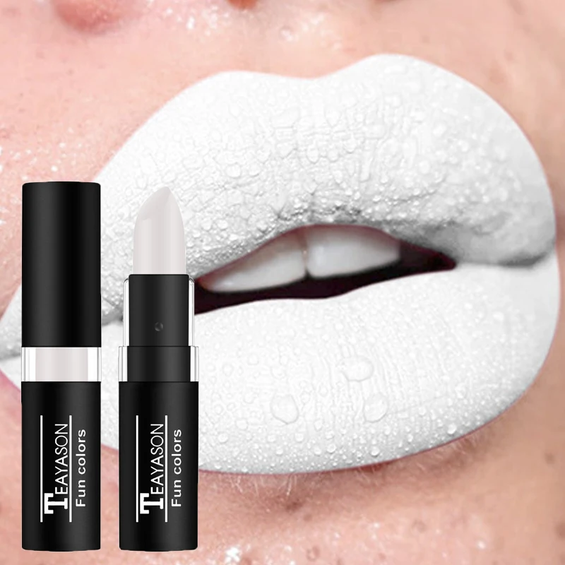 Punk Dark Wine Red Lipsticks Waterproof Easy To Color Makeup Sexy Red Lipstick Matte White Black Lip Gloss Facial Body Painting 2