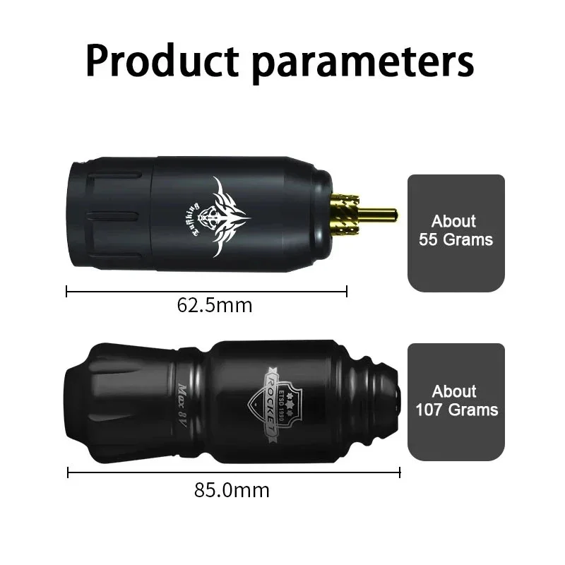 Wireless Rotary Tattoo Pen Kit – Mini Rocket Tattoo Machine Set with 1300mAh Battery, Adjustable 6–11V Speed Control, Type-C Cha 4