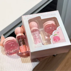 2pcs Lip Gloss and Lip Mask Set, Moisturizing Lips, Moisturizing Peach-flavored Makeup Set 1