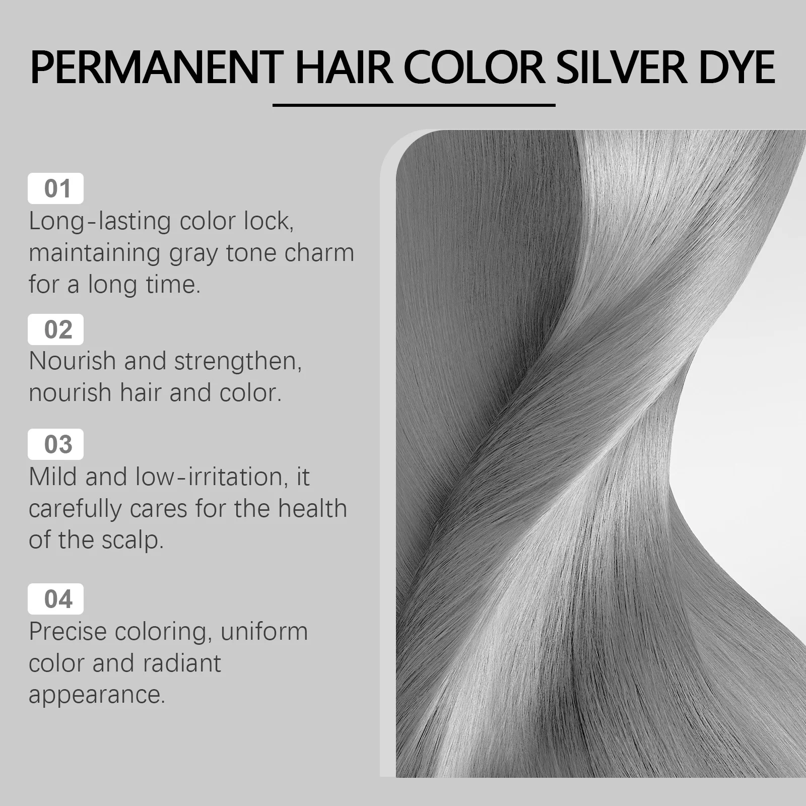 Gray Color Hair Dye Cream Smoky Gray Punk Style Light Color Silver Hair Permanent Professional Hair Colors Dye Wax For Women Men 6
