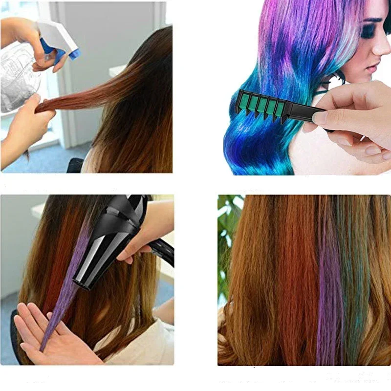 1pc Hair Color Chalk Temporary Color Wax For Hair Cover Fashion Design Crayons White Hair Dye Shampoo Chalk Hairs Coloring Comb 2