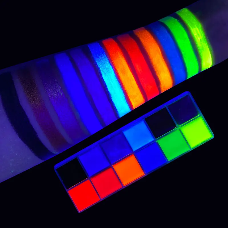 Blacklight UV Glow Paint 12 Colors Fluorescent Neon Oil Face Body Paint Palette Loose Powder Party Cosplay Makeup Cosmetics 3