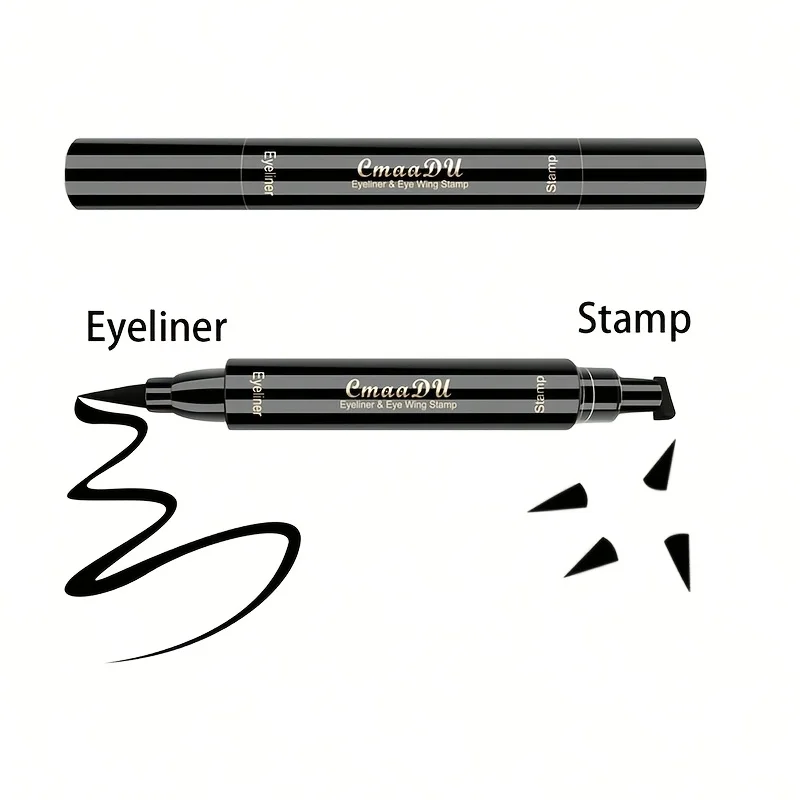 1 Pcs Black Wings Stamp Liquid Eyeliner, Easy Cat Eye Template Makeup Tool Anti-smudge, Vamp Wing, Lasting Waterproof Anti-sweat 2