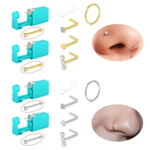 7pcs Nose Piercing Kit Nose Ring Piercing Kit, Nose Piercing Kit with Nose Rings Disposable Nose Piercing Gun Kit 1