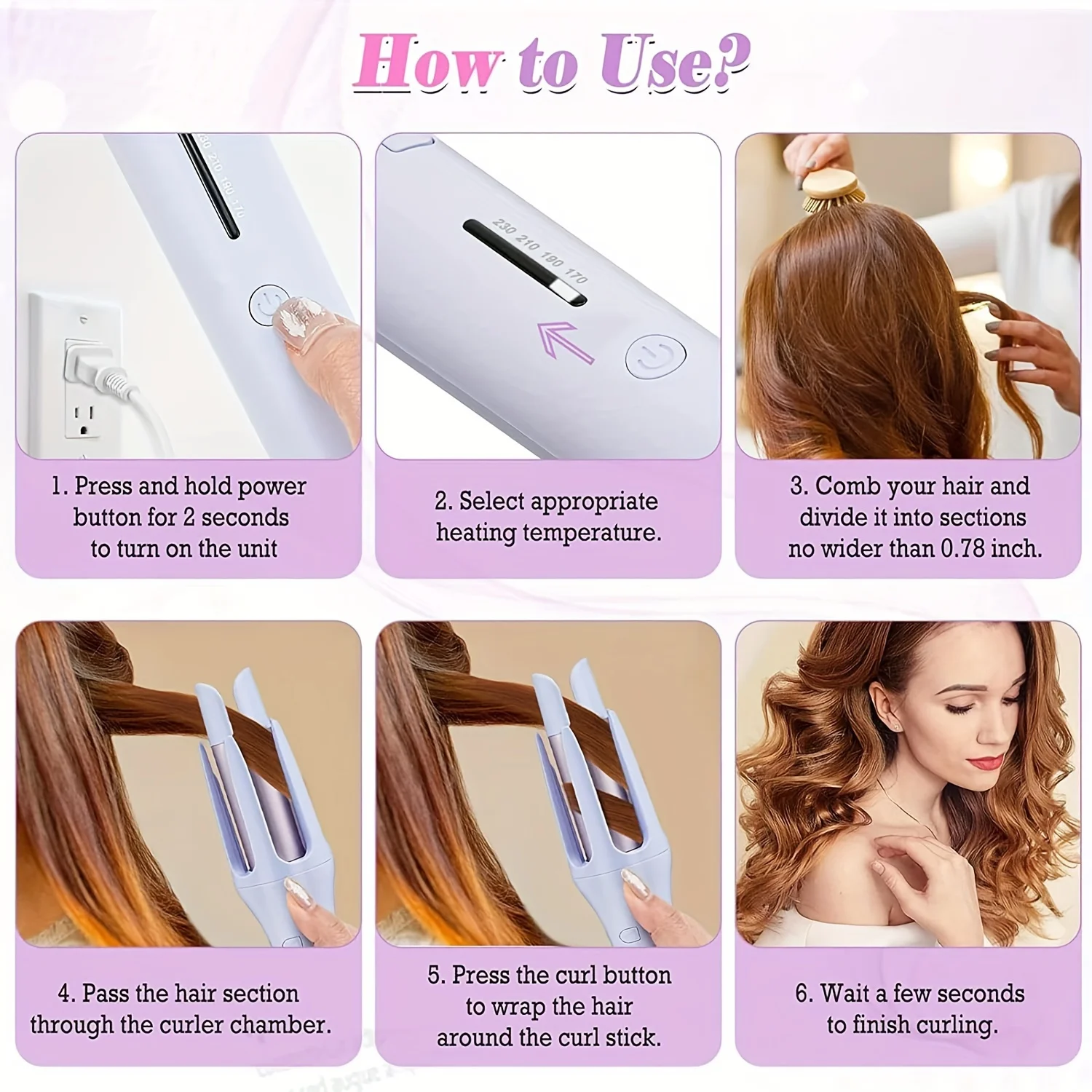 Automatic Hair Curler 32MM Auto Rotating Ceramic Hair Roller Professional Curling Iron Curling Wand Hair Waver 4