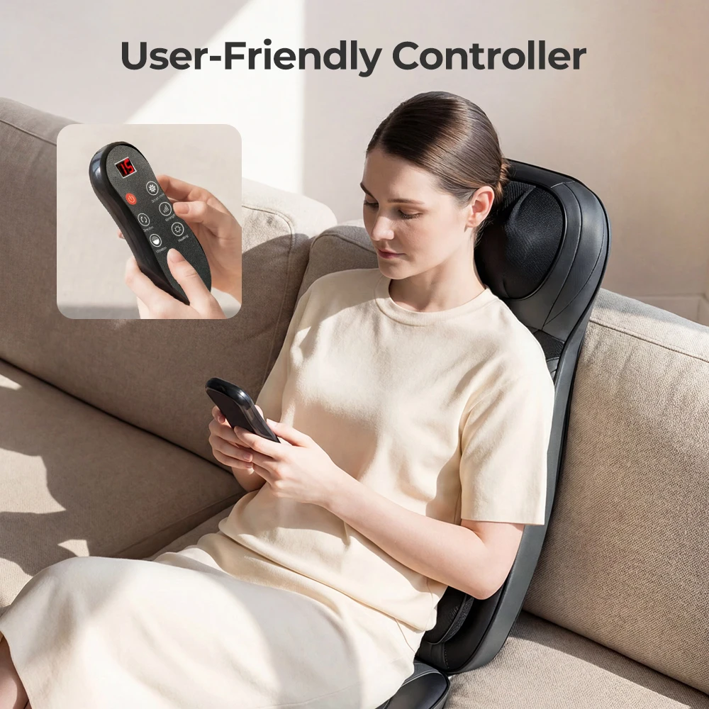 Shiatsu Neck Back Massager with Heat, Adjustable Massage Chair Pad Back Support Massage Seat Cushion for Full Body Massager Gifts for Dad Mom, Adjustable Intensity and Height for Office Chair and Home Use 5