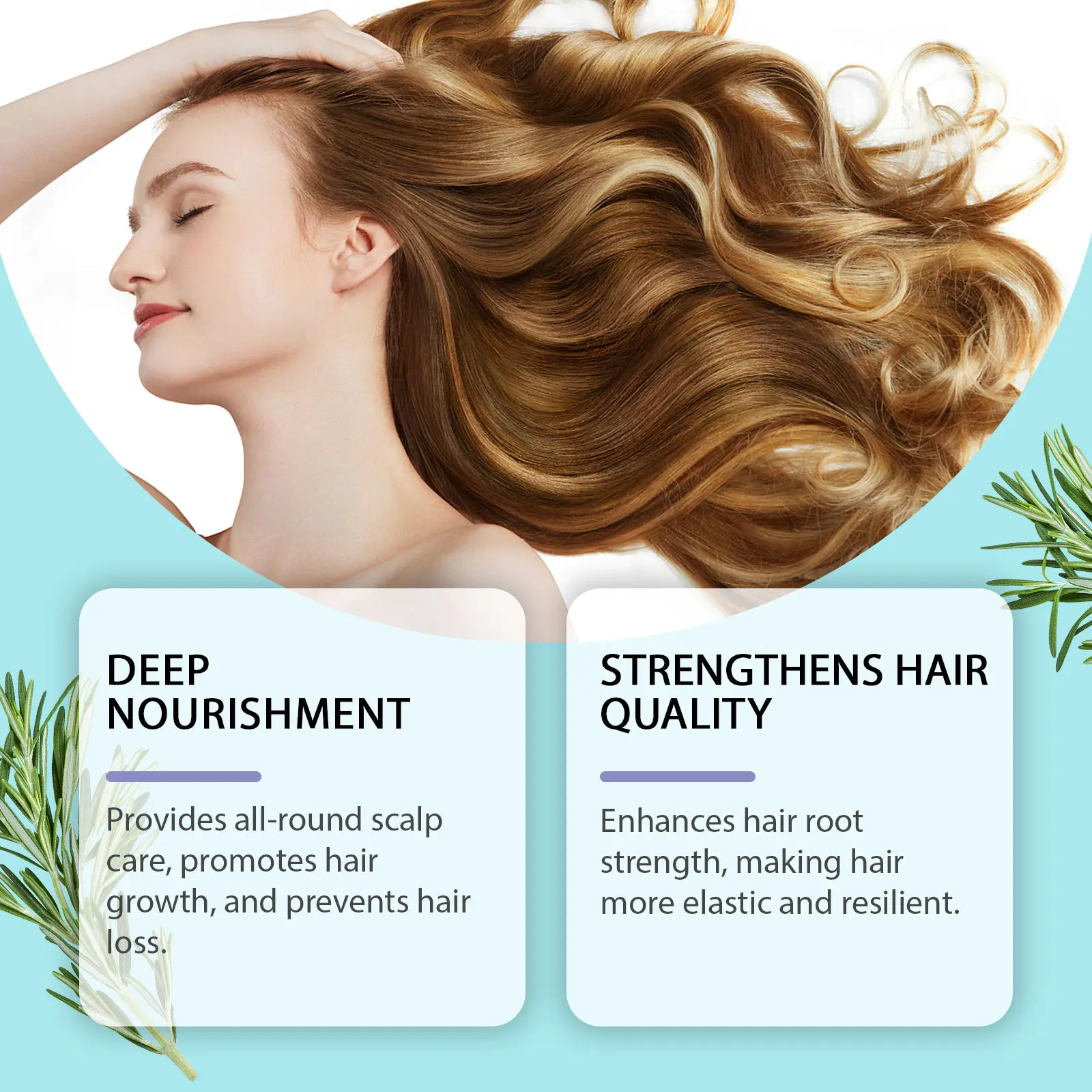 Organic Rosemary Hair Care Set Shampoo&Conditioner&Serum Nourish Strengthen Hair Roots Improve Dry Frizzy Hair Smooth Treatment 4