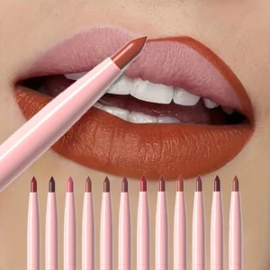 12PCS Matte Lipliner Waterproof, Durable, Easy To Color, Not Easy To Take Off Makeup, Lip Makeup Suitable For Girls' Holiday Gif 1