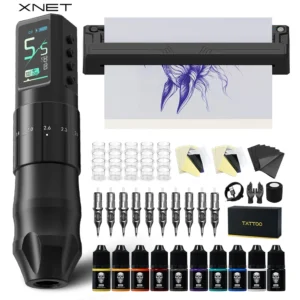 XNET Nebula Wireless Tattoo Machine Full Kit With Tattoo Printer 7 Strokes 1600mAh Battery Tattoo Set For beginners for Tattoo 1