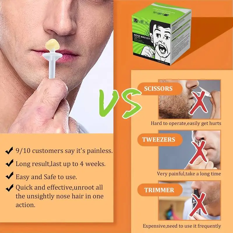 Wax beanPortable Painless Nose Wax Kit For Men & Women Nose Hair Removal Wax Set Paper-Free Nose Hair Wax Beans Cleaning Wax Kit 5