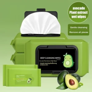 Avocado Scented Makeup Remover Wipes Deep Cleansing Facial Skin Gently Remove Makeup Hypoallergenic Moisturizing Travel-Friendly 1