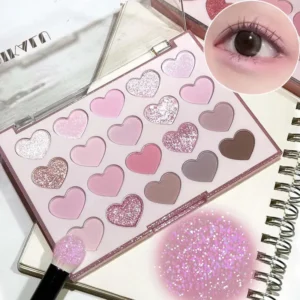 Sweet Pink 20 Color Heart Shaped Eyeshadow Plate Pearl Glitter Purple Eyeshadow Pink Blusher Naturally Brightens Korean Makeup 1