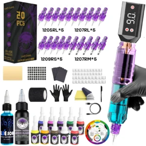 LASTJUDG Tattoo Kit Lightweight Tattoo Pen Kit For Permanent Makeup Tattoo Machine Kit Wireless Tattoo Power Supply Tattoo Kit 1