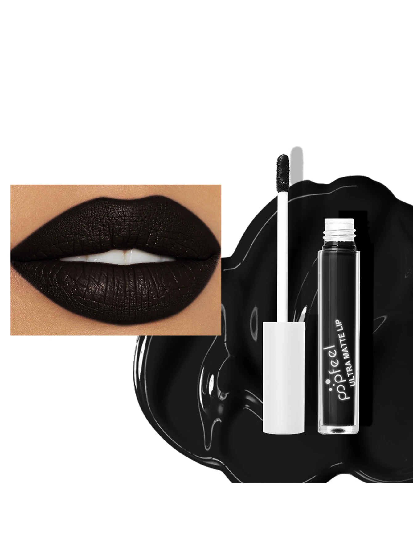 POPFEEL Hallowmas Lip Makeup Kit Black Lip Stick Black Lip Gloss Matte Lip Stick Long Lasting 6