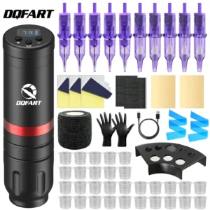 DQFART, professional tattoo machine kit 2025, wireless tattoo pen, rotary machine, ink cup, cartridge needle, brand new 1