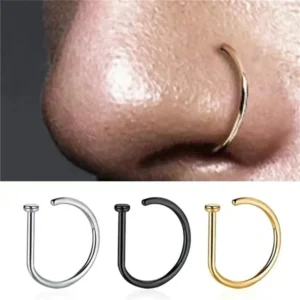 Women Men Fake Piering Nose Ring Earrings Fashion punk Non Piercing Nose Clip Stainless Steel Perforation Septum Body Jewelry 1