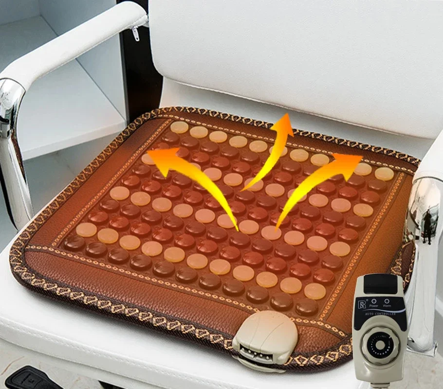 Natural Tourmaline Heating Cushion Jade Square Massage Pad Office And Home Seat Cushion For Relaxing Mood Adjustable Temperature 2