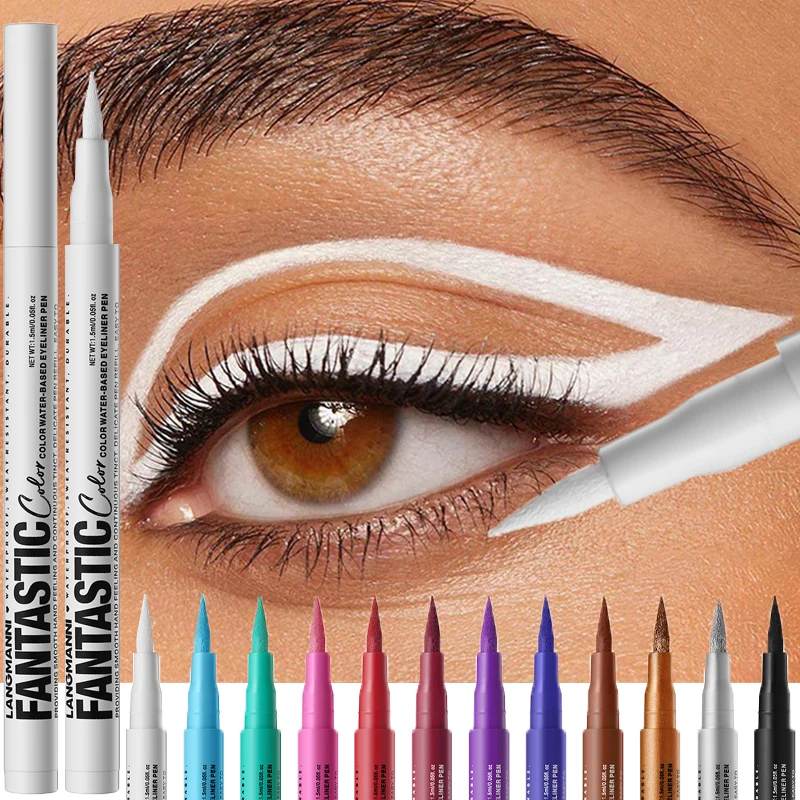 Matte Dark Purple Red Eye Liner Makeup White Liquid Eyeliner Quick-Drying Waterproof Eyeliner Pencil Long-Lasting 12 Color Eyes 2