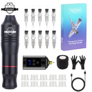 Wireless Tattoo Kit Rotary Tattoo Machine Set with 10PCS Tattoo Cartridge Needles Permanent Makeup Tools for Tattoo Artist 1