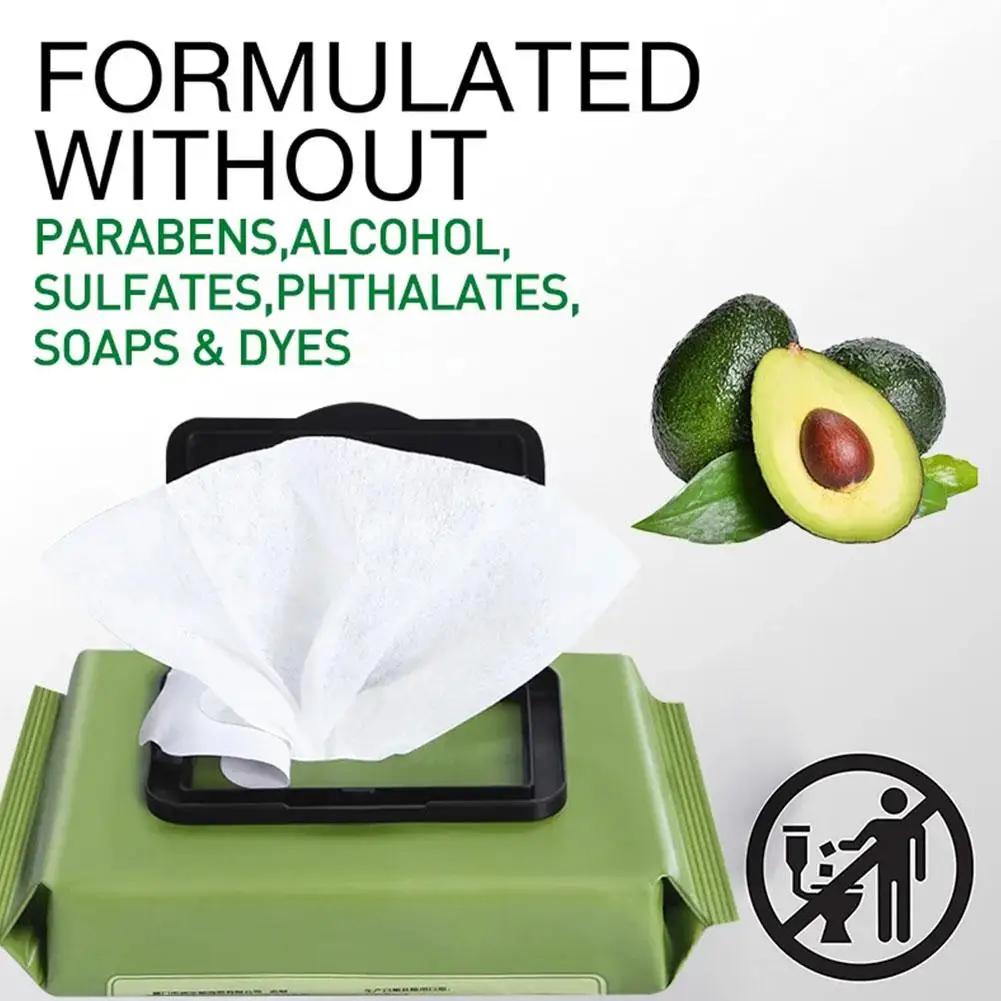 12-80Pcs Avocado makeup remover wipes Mild non-irritating makeup remover disposable wet wipes Makeup Remover Tools 3