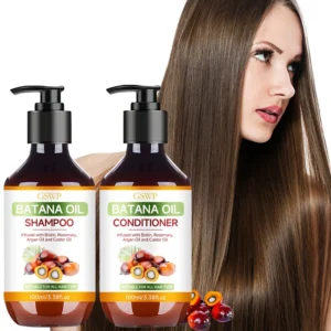 GSWP Batana Oil Shampoo and Conditioner Set, enriched with argan oil and rosemary oil. Deeply moisturizes while gently cleansing 1