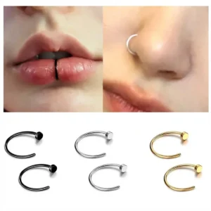2/10pcs 20G Fake Nose Rings for Women Men,316L Stainless Steel Clip On Lip Rings Labret Ring Nose Piercing Jewelry 1